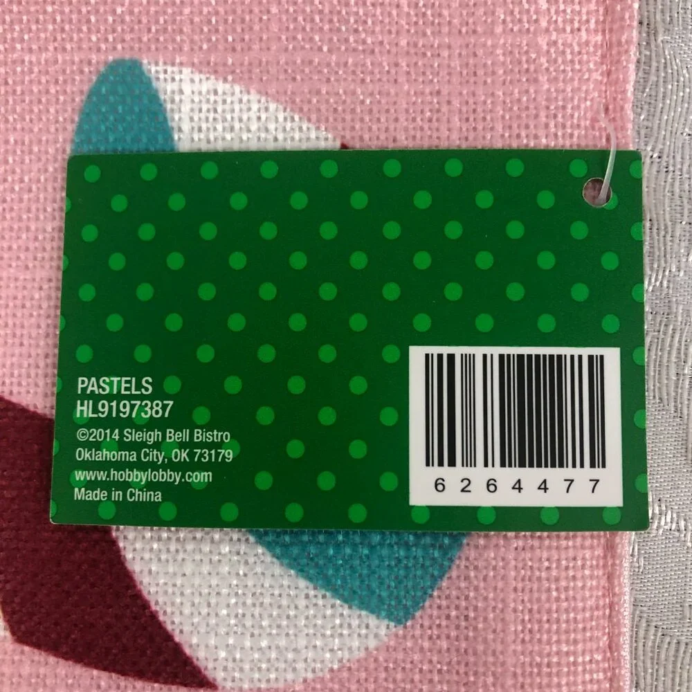 Sleigh Bell Bistro Pink Peppermint Placemats w/ Multicolor Pom-Poms Set of 4 NWT